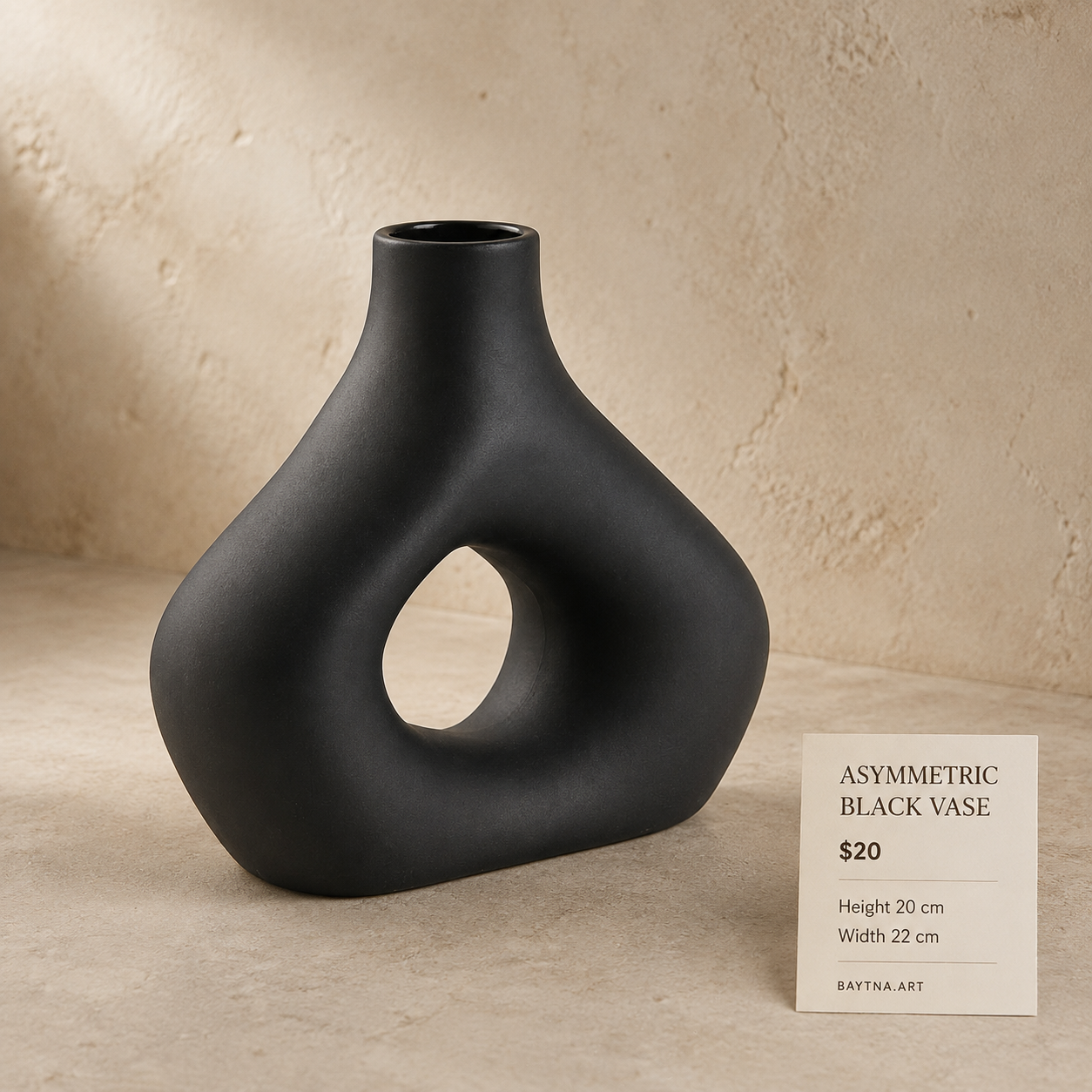 Glazed stoneware vase in black