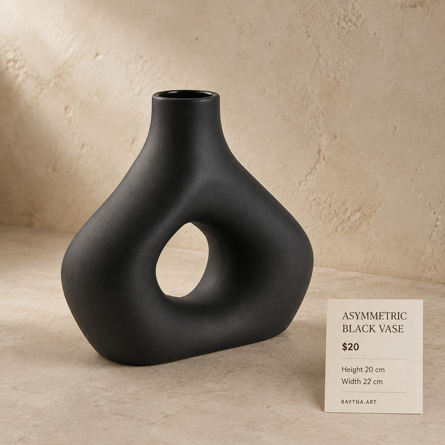 Black Glazed Stoneware Vase