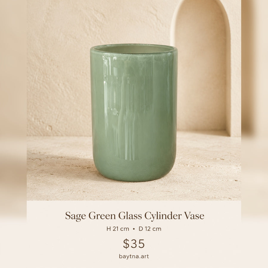 Sage Green Glass Cylinder Vase