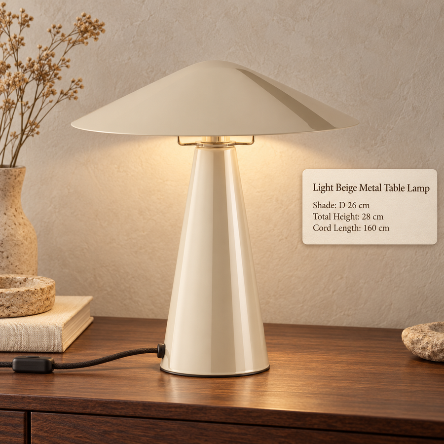 Light Beige Metal Table Lamp