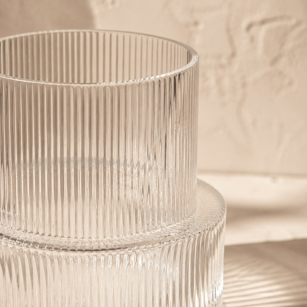 Large ribbed glass vase
