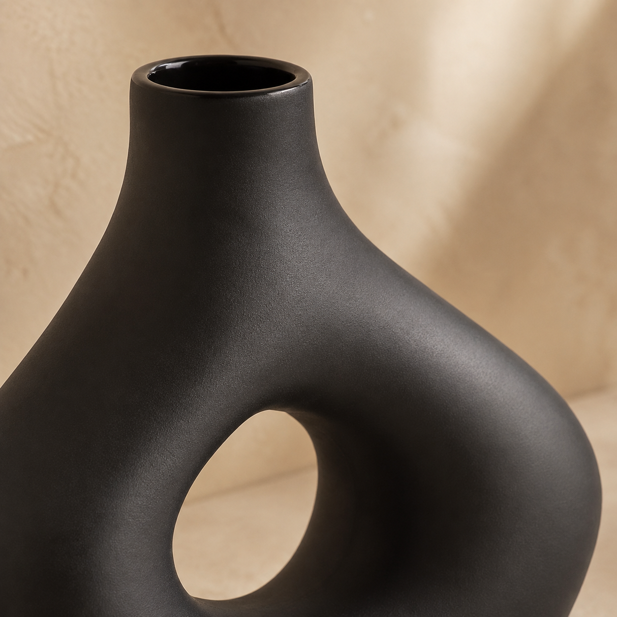 Glazed stoneware vase in black