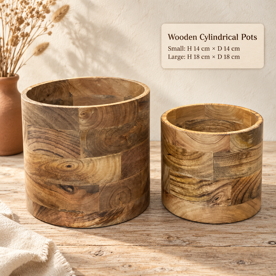Wooden Cylindrical Pots