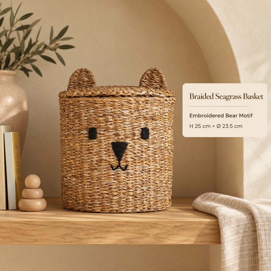 Cylindrical Straw Basket
