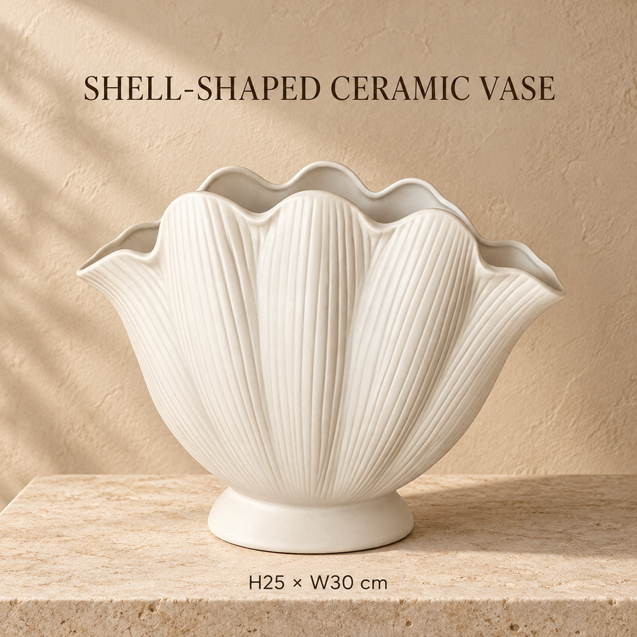 Shell-Shaped Ceramic Vase