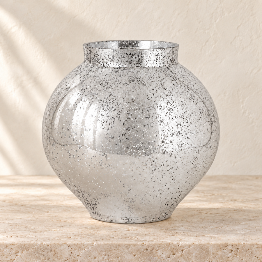Speckled Silver Glass Vase