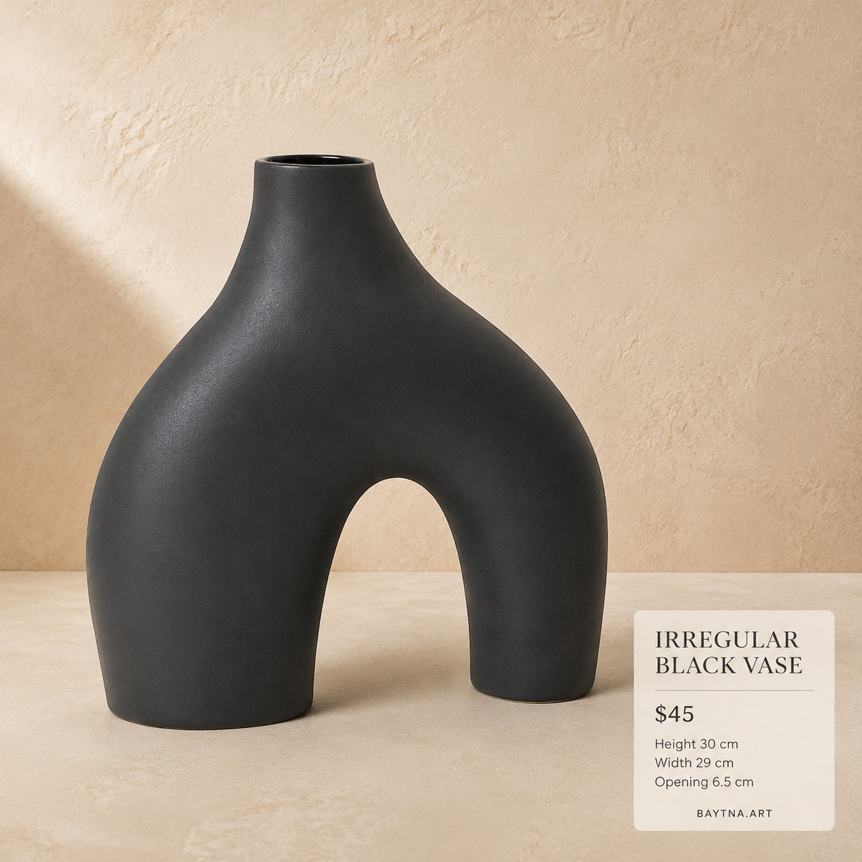 Large glazed stoneware vase in black
