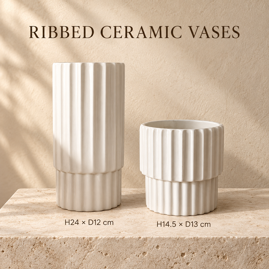 Ribbed Ceramic Vase