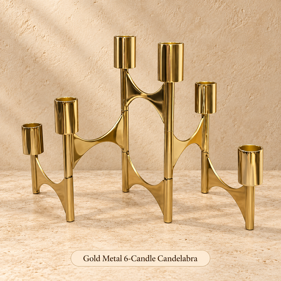Gold Metal 6-Candle Candelabra 004
