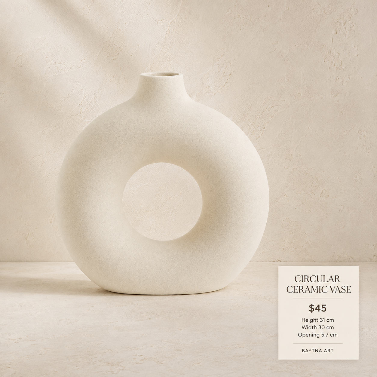 Large circular ceramic vase