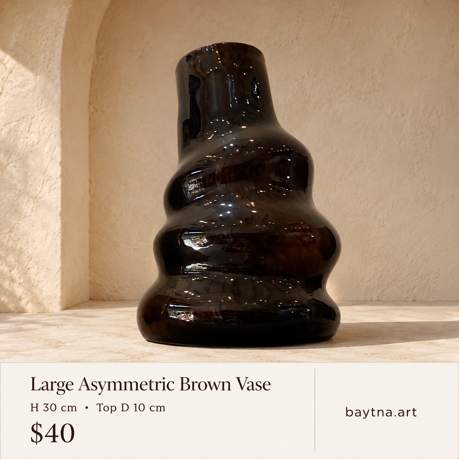 Large Asymmetric Brown Vase