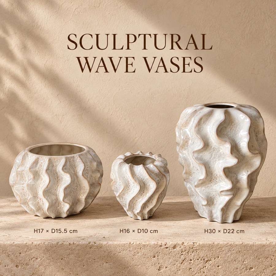 Sculptural Wave Ceramic Vases