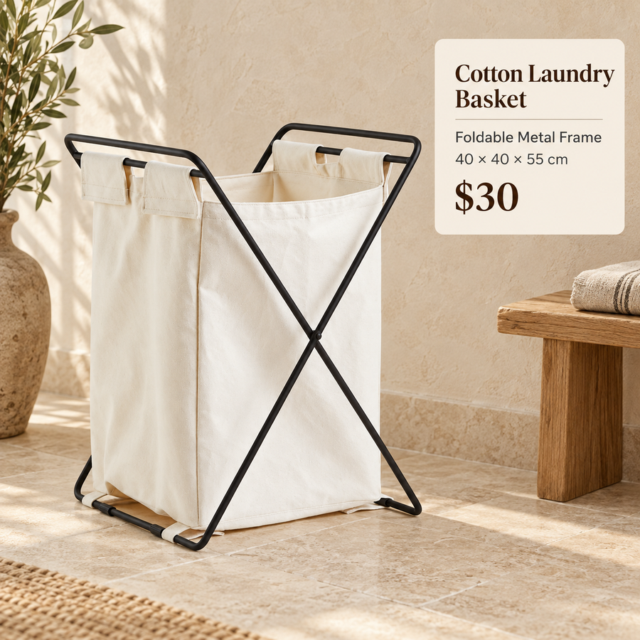 Cotton Fabric Laundry Basket