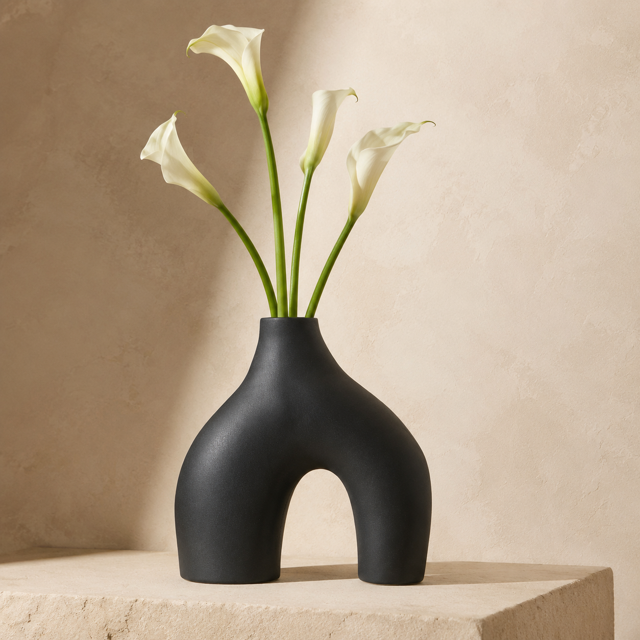 Large glazed stoneware vase in black